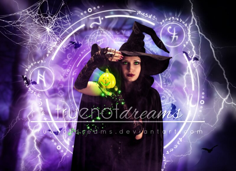 Witch Holding Pumpkin — Purple