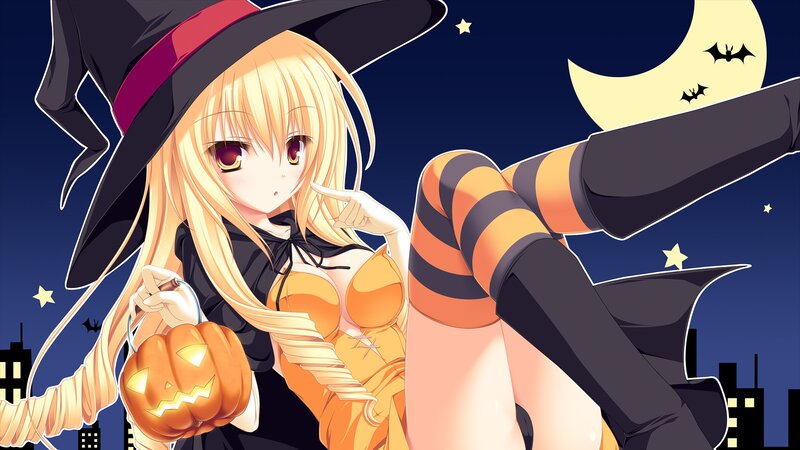 witch holding pumpkin