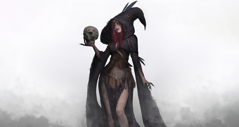 Witch Holding Skull