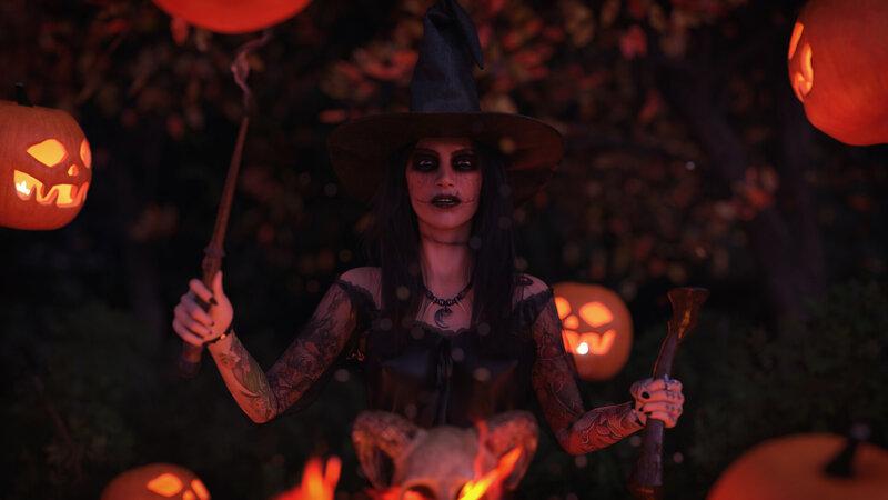 Witch Holding Staffs