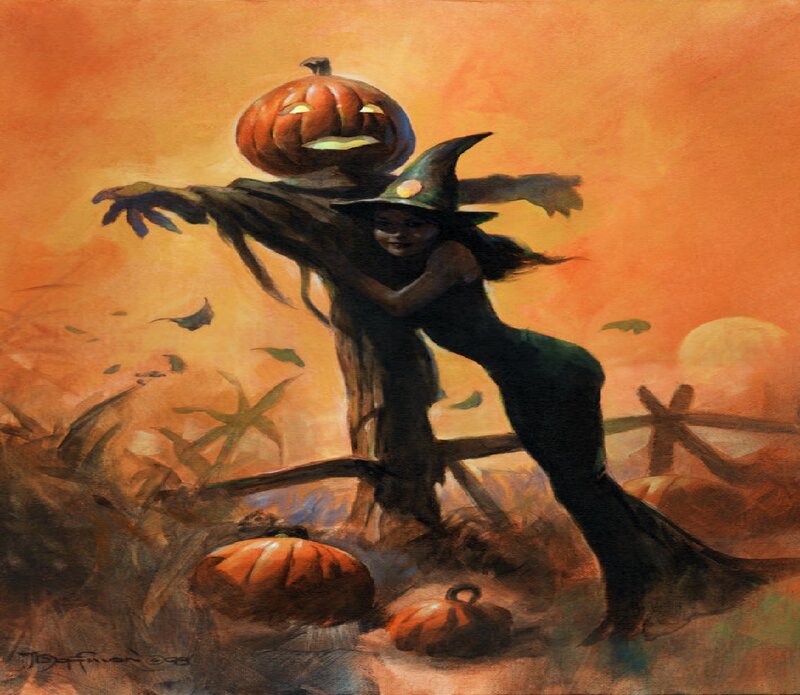 Witch Hugging Scarecrow