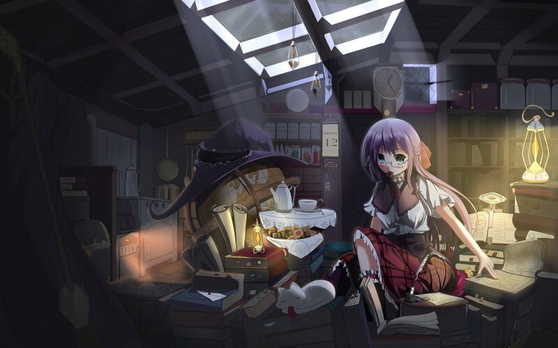 witch in a cluttered study