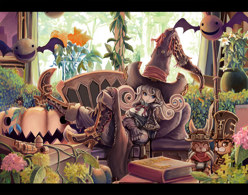 witch in a cozy garden