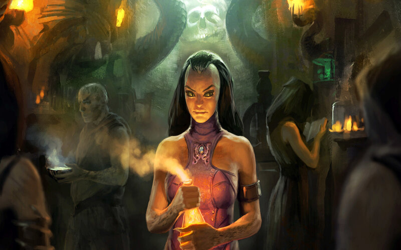 witch in a dark tavern