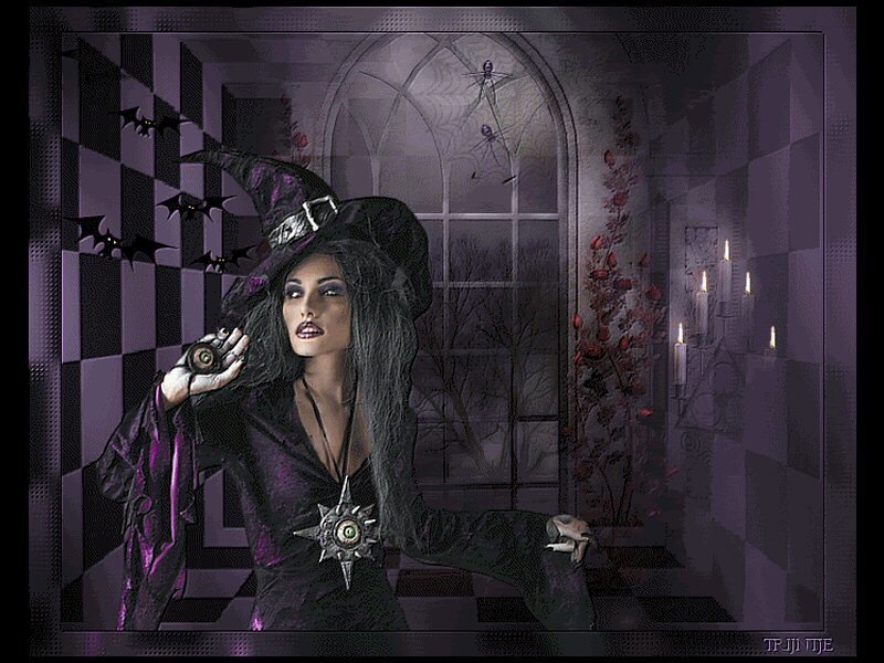 witch in a gothic room