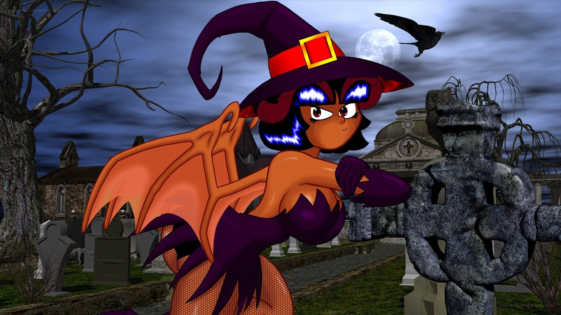 witch in a graveyard