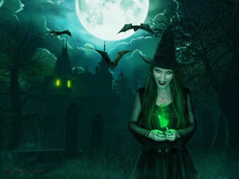 Witch in a Graveyard — Green