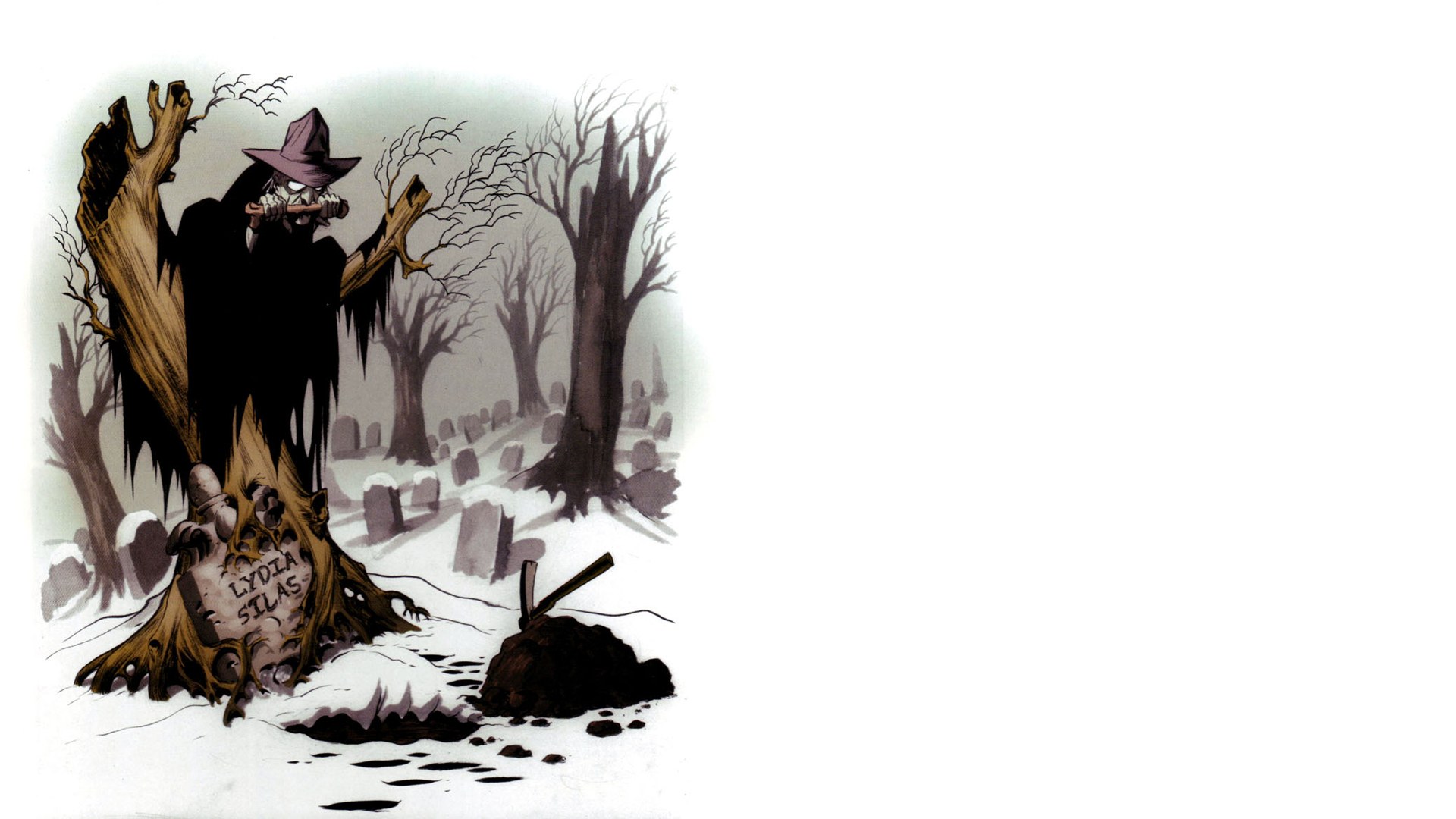 Witch in a graveyard