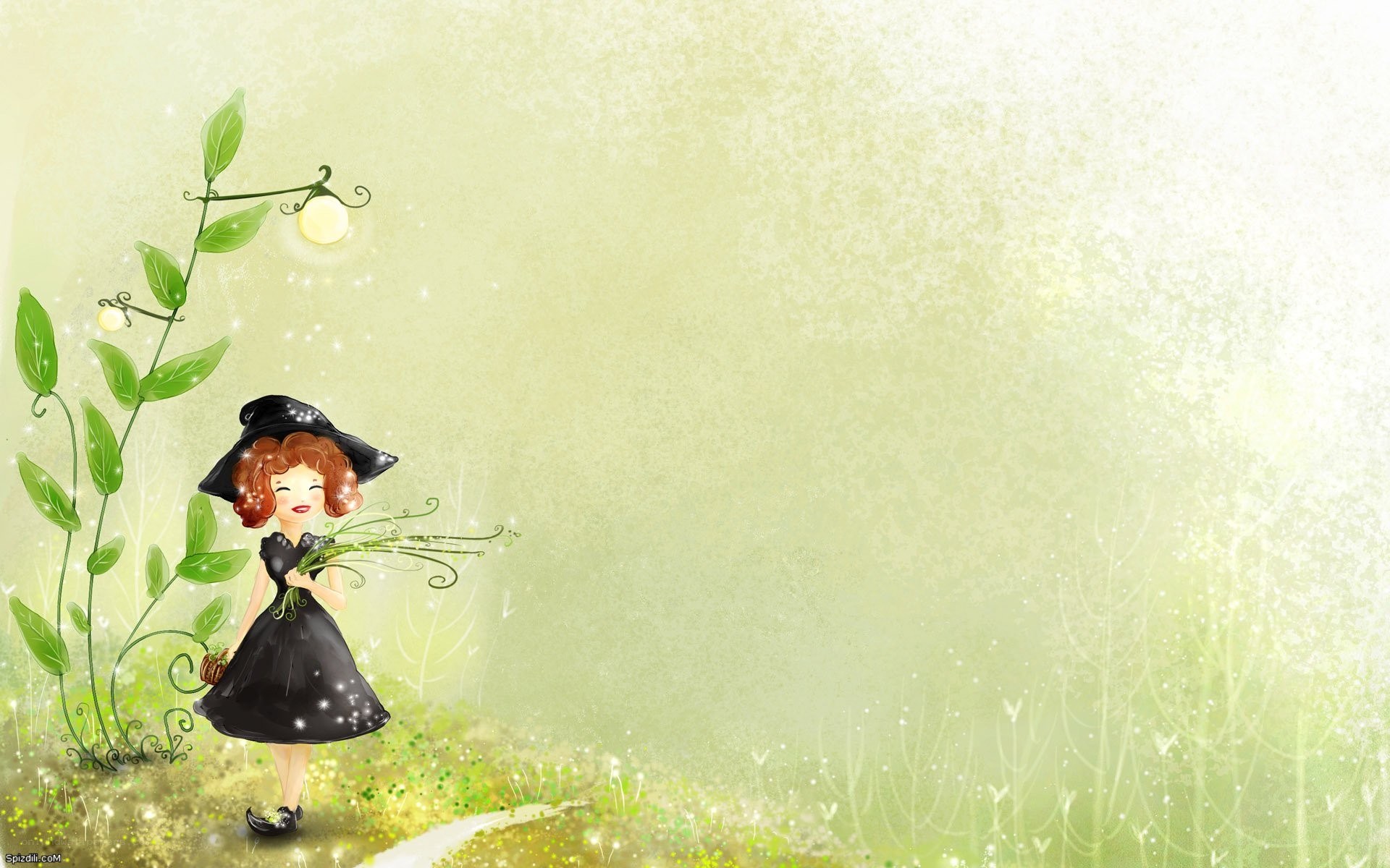 witch in a green garden