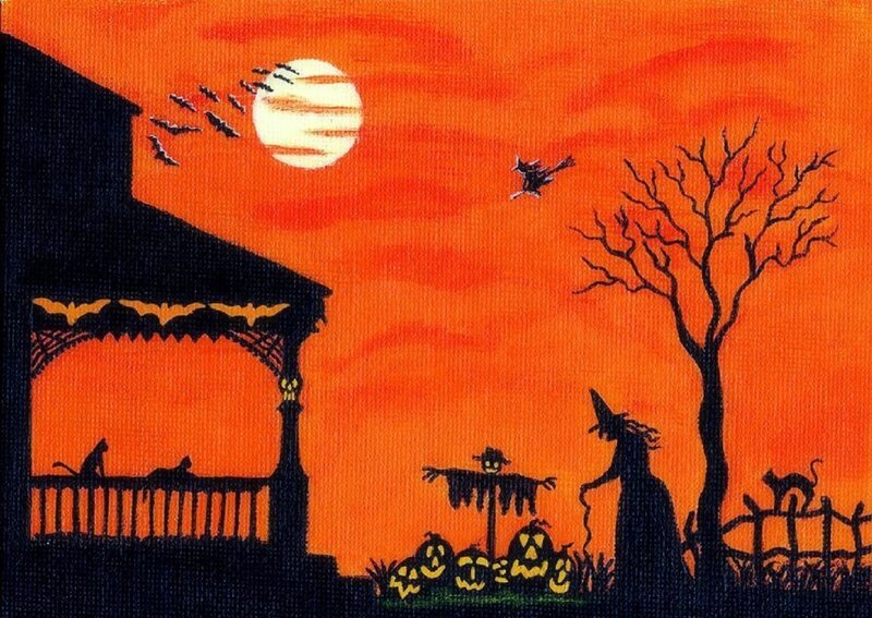 Witch in a Halloween Yard