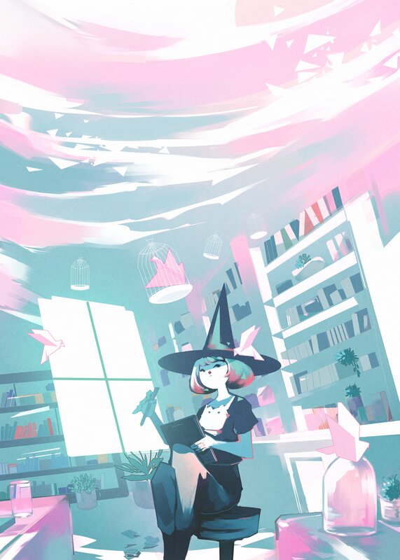 Witch in a Library — Pink
