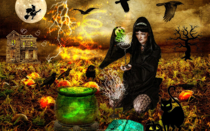 Witch in a Pumpkin Patch — Black