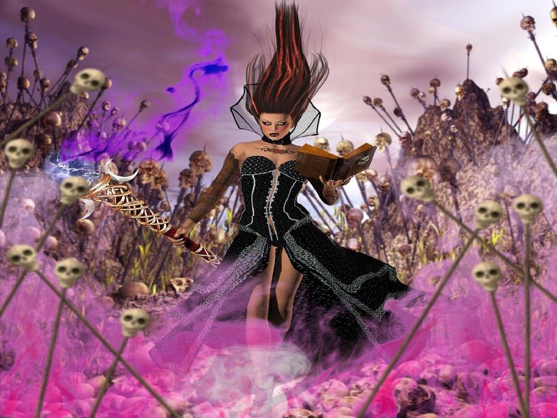 Witch in a Skull Field — Purple