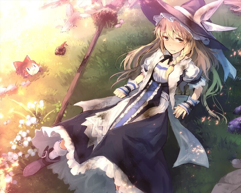 witch in a sunlit field