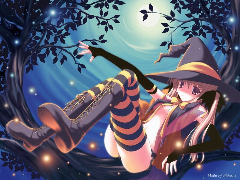 witch in a tree at night
