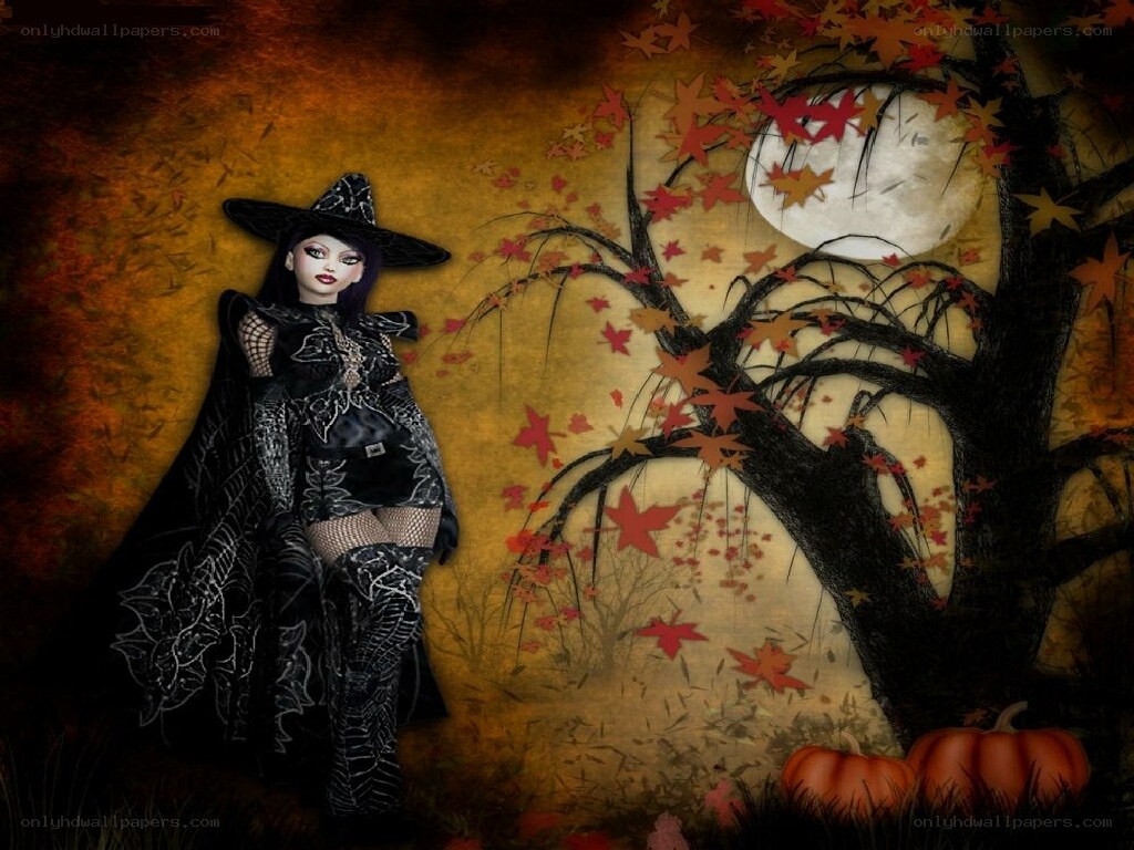 witch in autumn forest