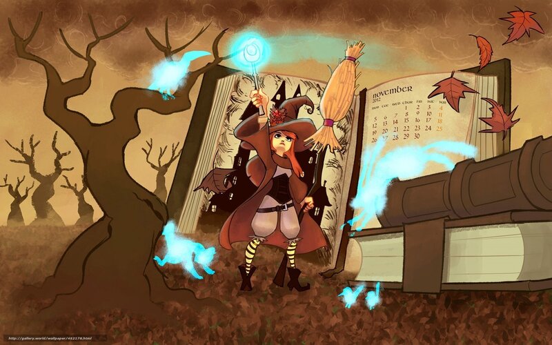 witch in autumn forest