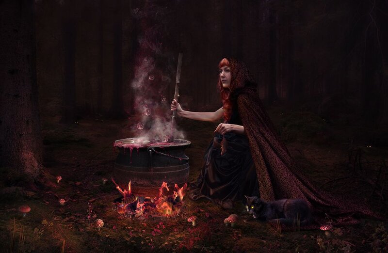 Witch in Forest — Black, Dark