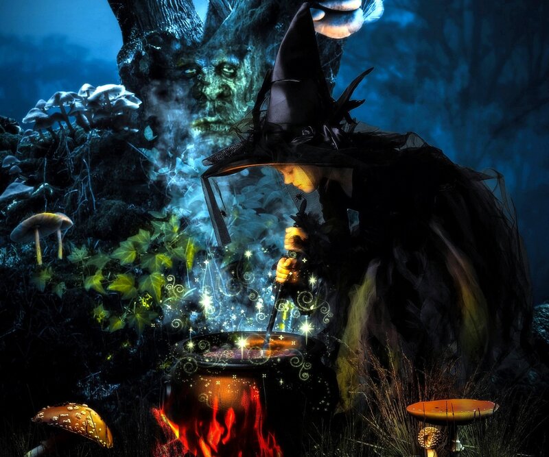 Witch in Forest — Blue, Mysterious