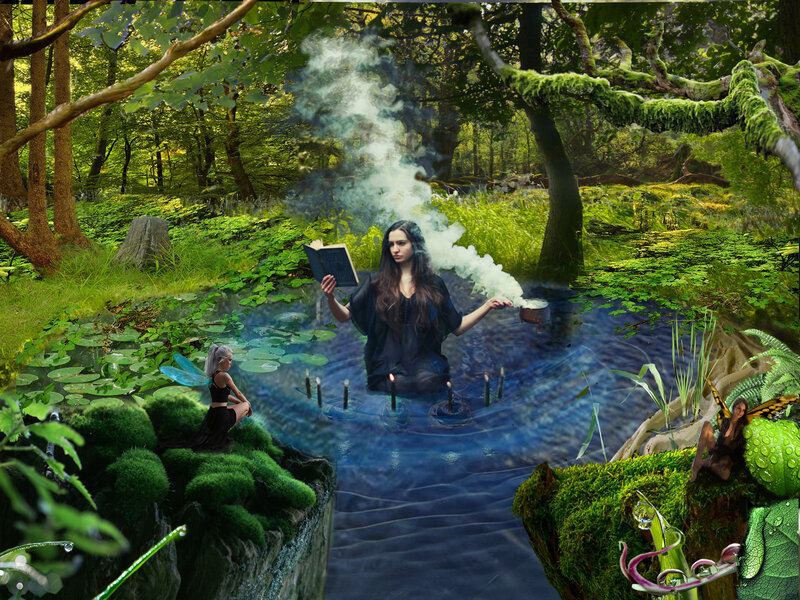 Witch in Forest Pond