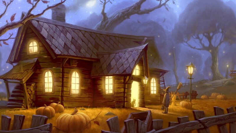 Witch in Front of Cabin — Purple