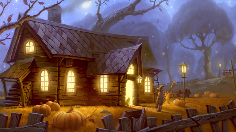 Witch in Front of Cabin