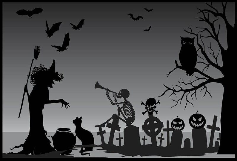 Witch in Graveyard — Black, Spooky