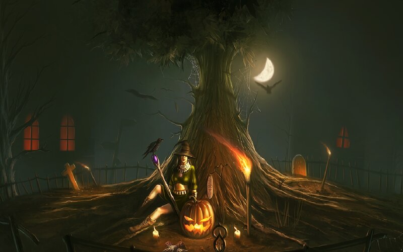 Witch in Graveyard — Green