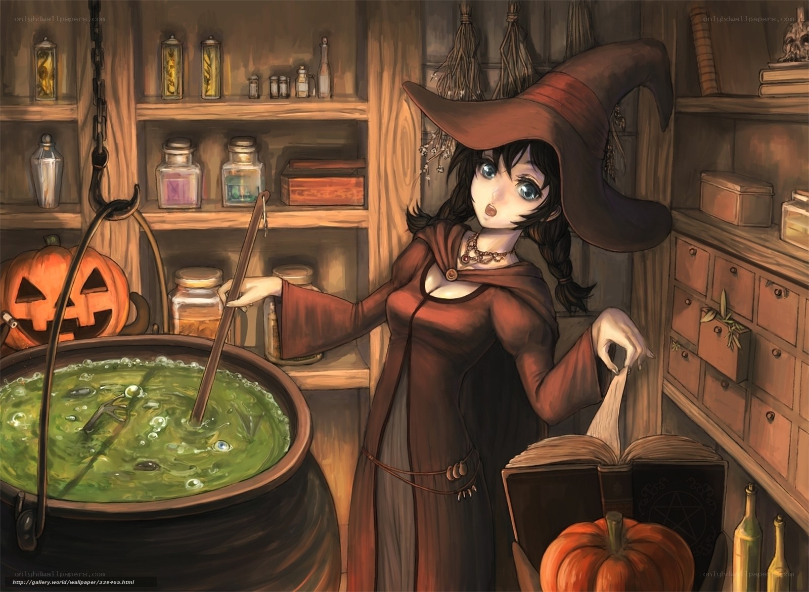 witch in her potion lab