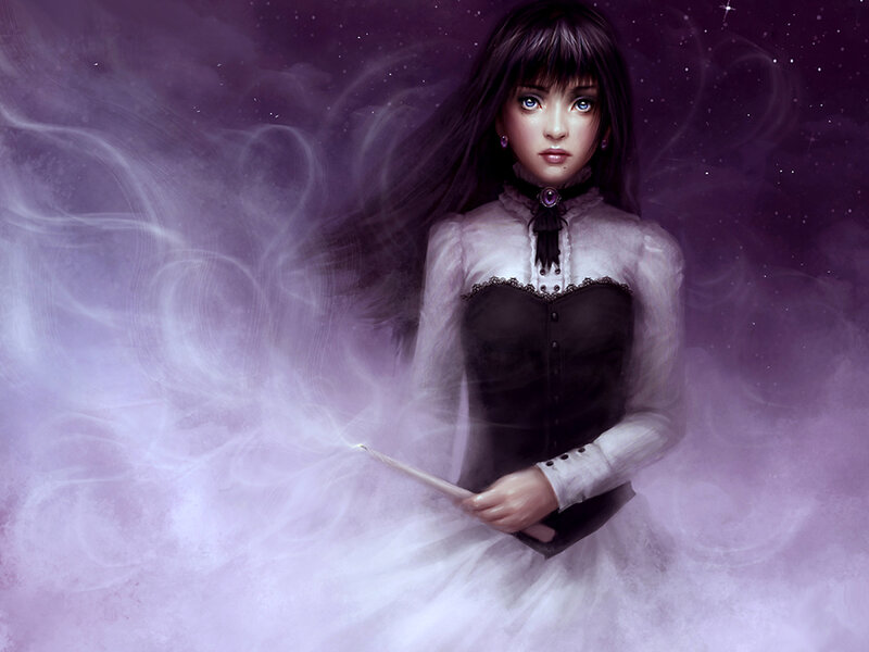 witch in purple mist
