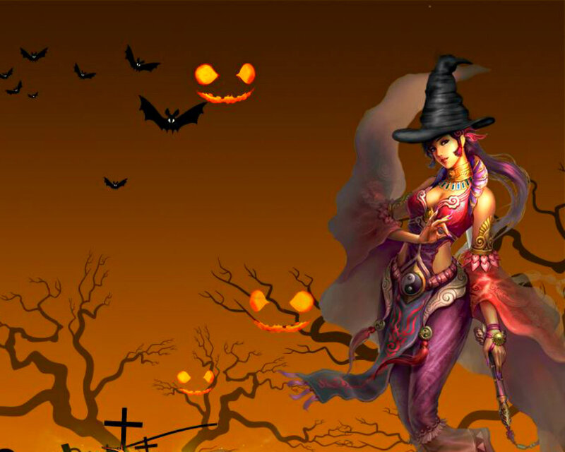 Witch in Purple Outfit — Orange