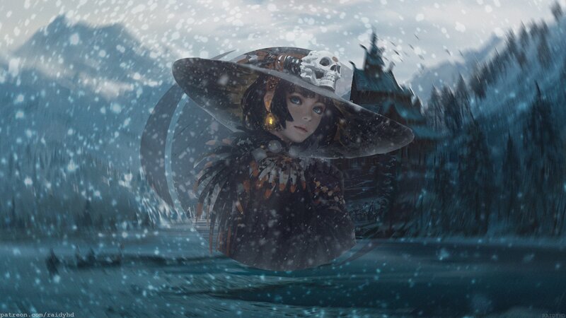 Witch in Snowstorm — Blue