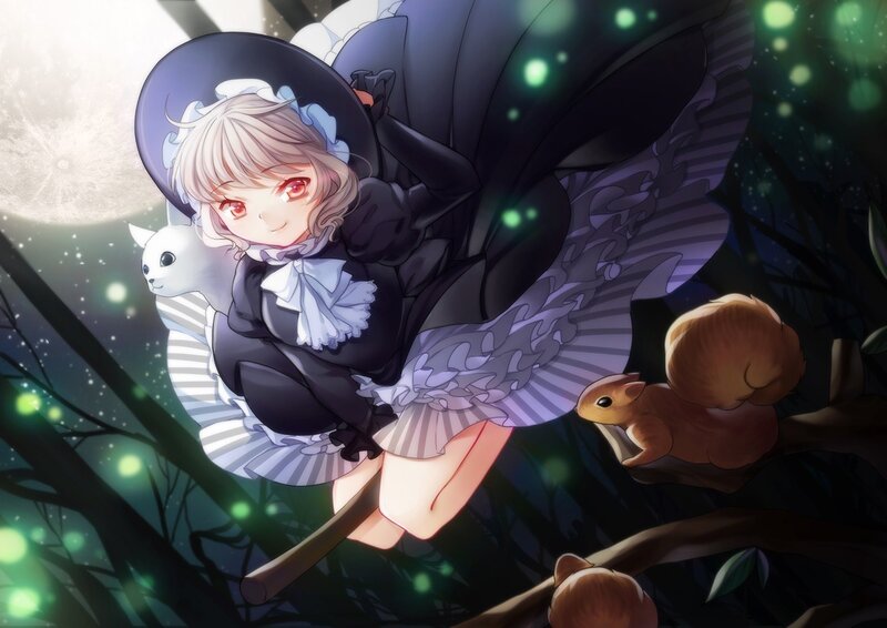 witch in the moonlit forest