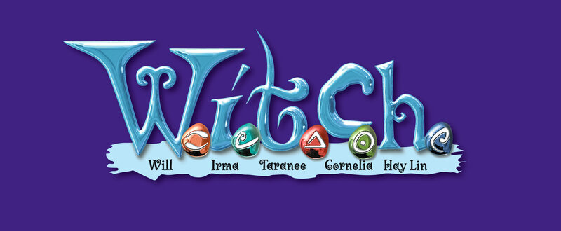 Witch logo with character names