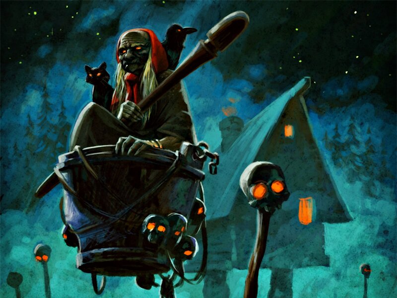 Witch on a Broom — Blue