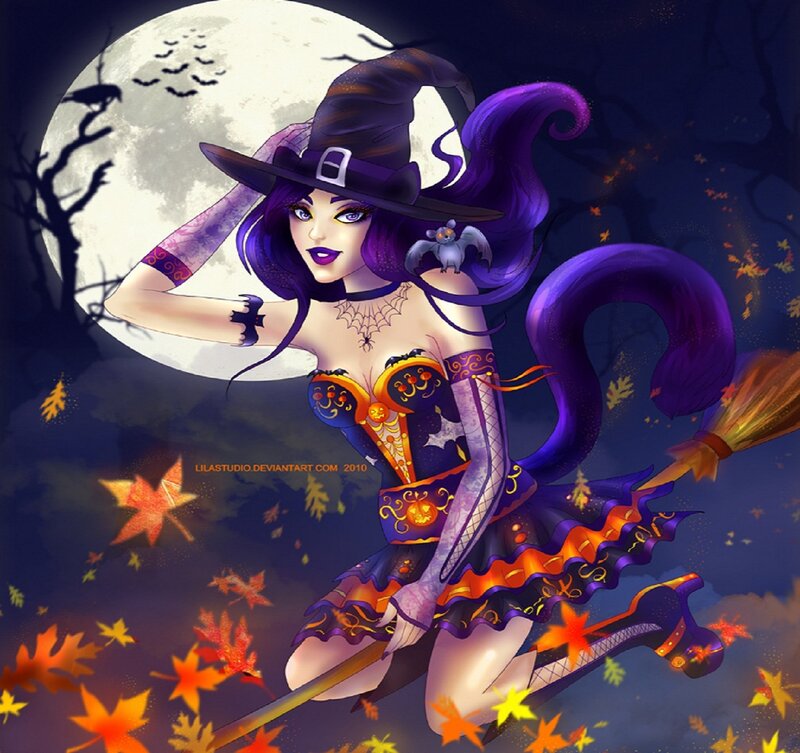 Witch on a Broomstick — Purple, Mysterious