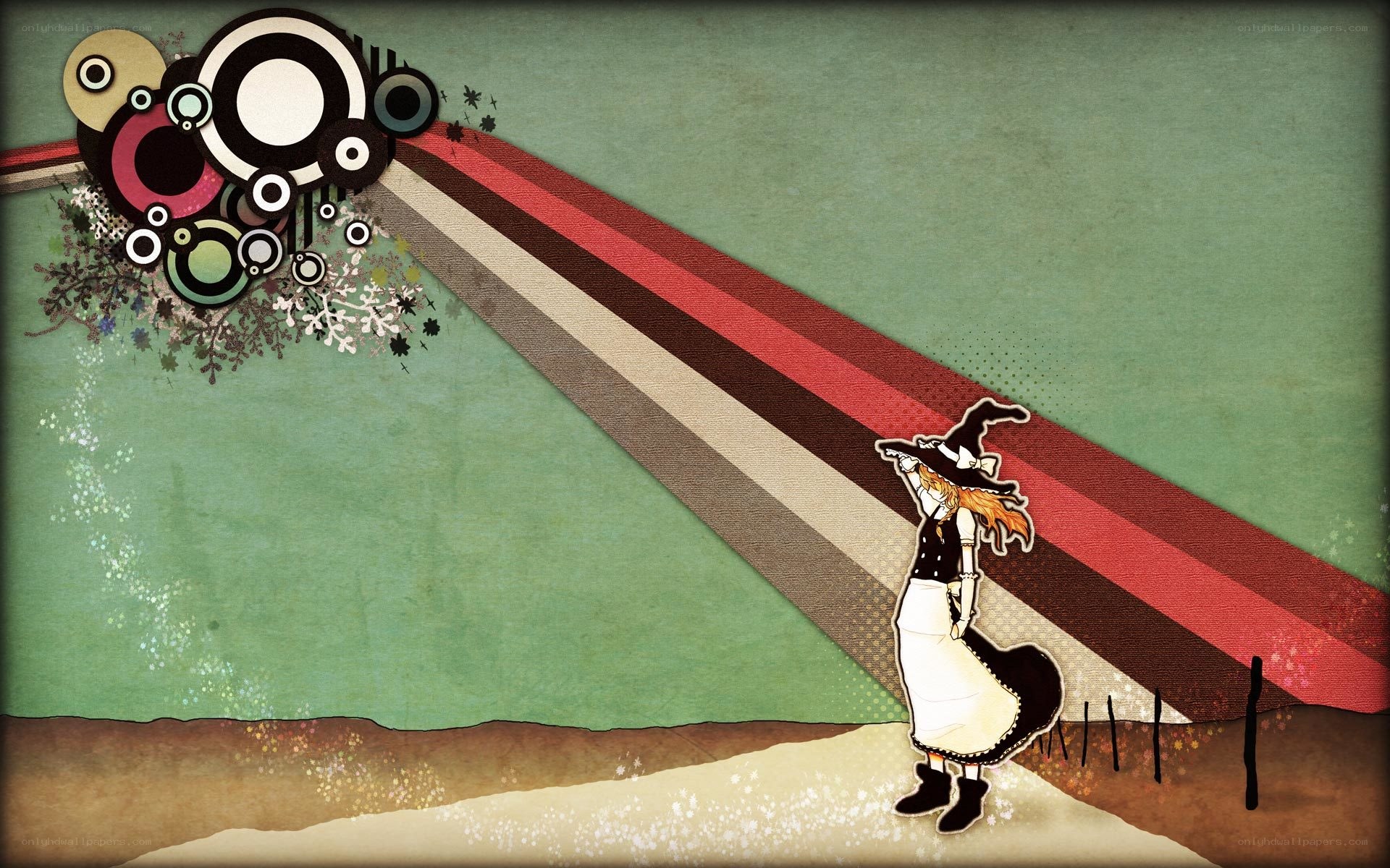 witch on a colorful path