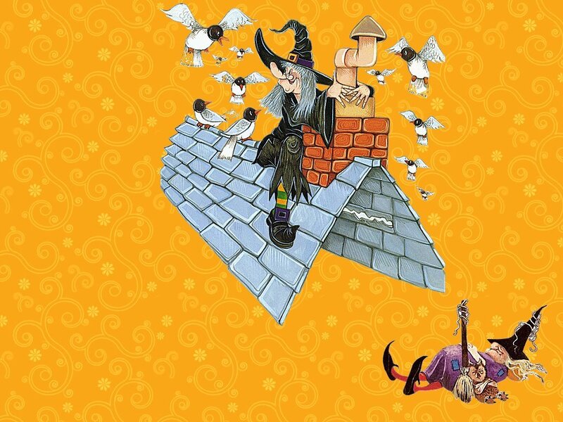 Witch on a flying roof