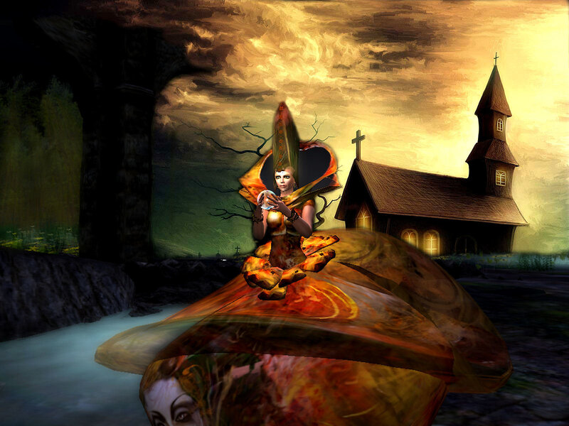 Witch on a Mushroom