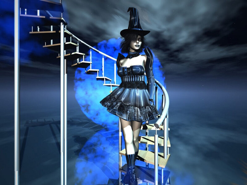 witch on a spiral staircase