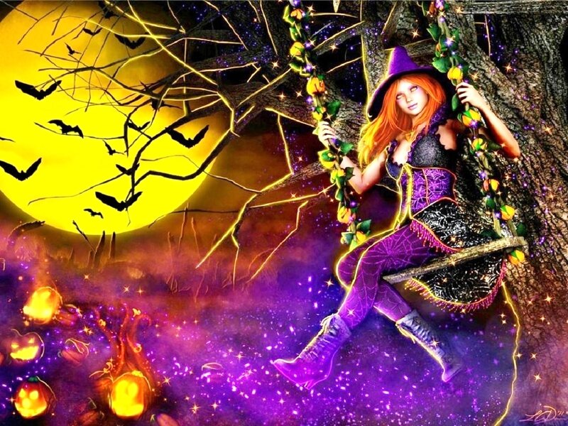 Witch on a Swing — Purple