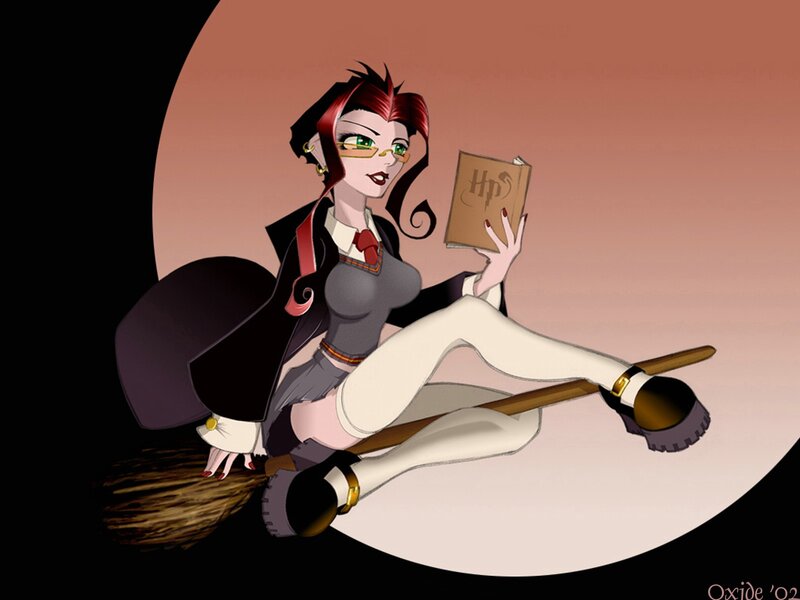 Witch on Broomstick — Black, Calm