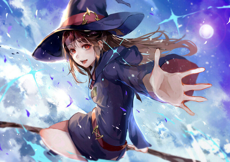 Witch on Broomstick — Blue, Dynamic