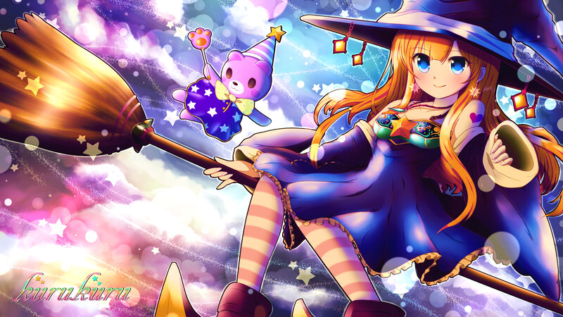 Witch on Broomstick — Blue, Magical