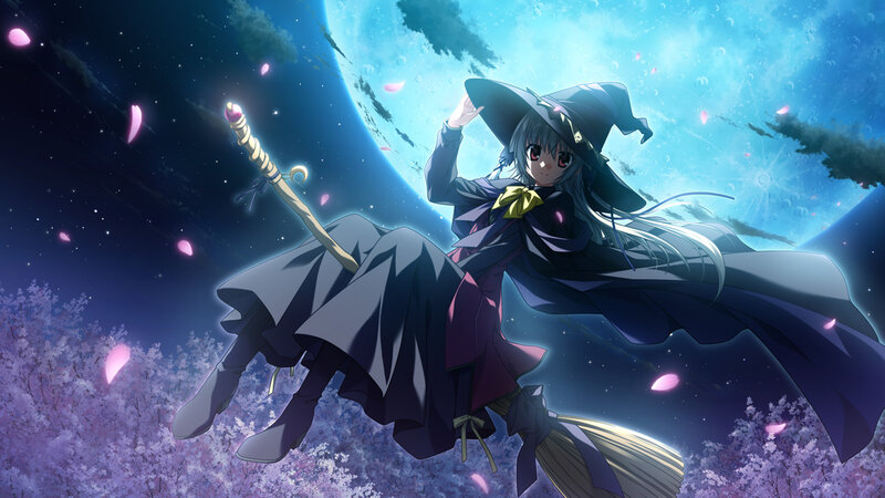 Witch on Broomstick — Blue, Serene, Night
