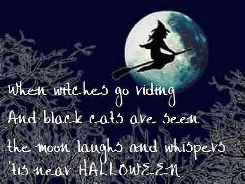Witch on Broomstick — Blue, Spooky, Night