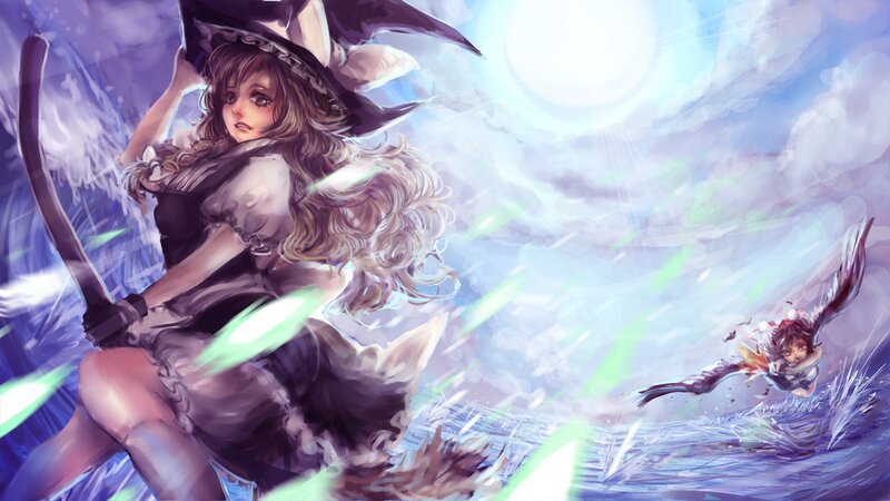 Witch on Broomstick — Purple, Dramatic, Digital Art
