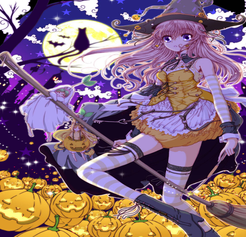 Witch on Broomstick — Purple, Festive, Night