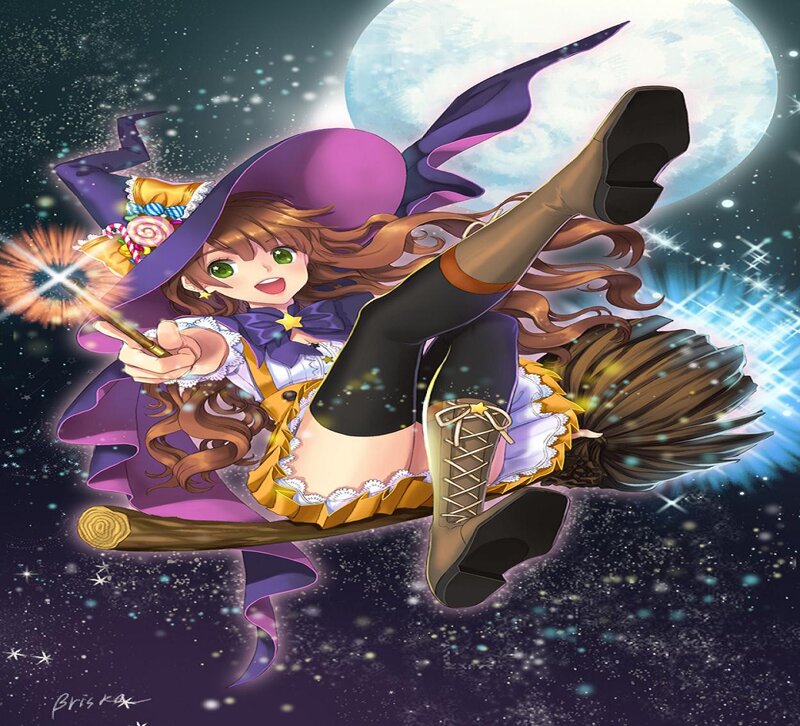 Witch on Broomstick — Purple, Magical