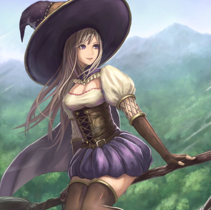 Witch on Broomstick — Purple, Serene